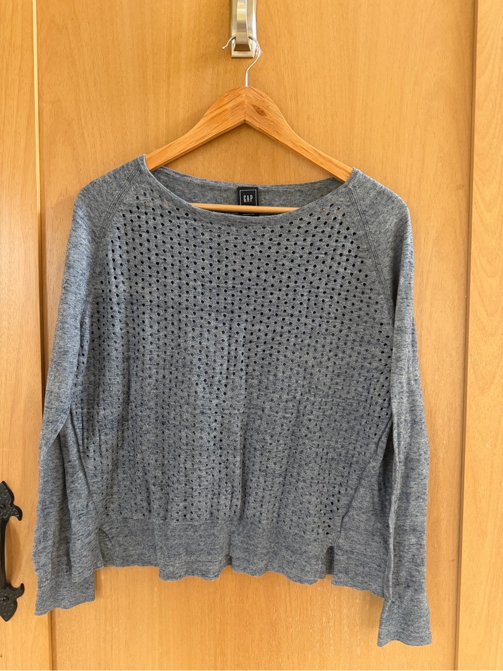 GAP Busty Blue Open-Weave Crewneck Sweater